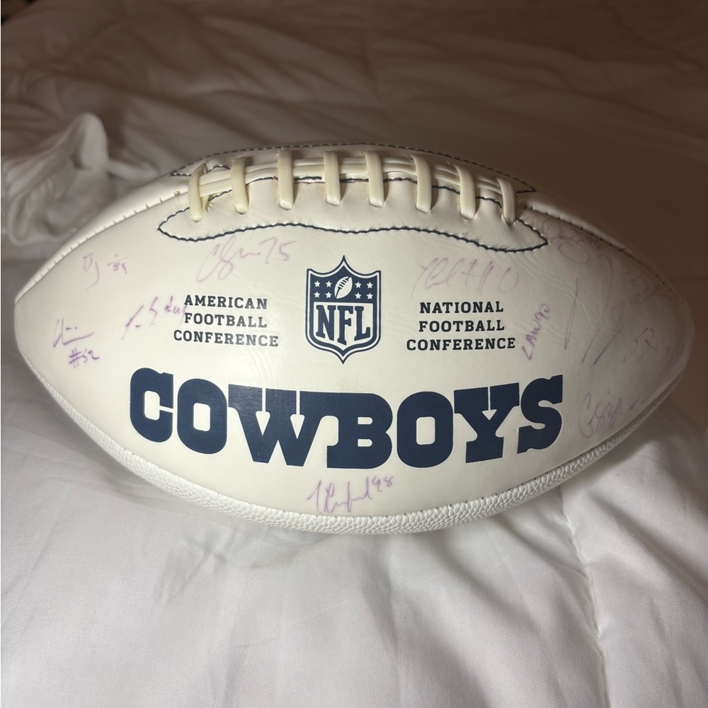 NFL Cowboys White  Autograph Football
